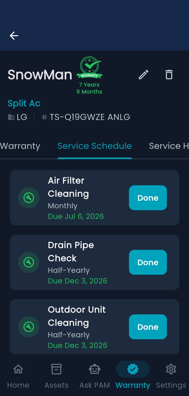 Service and maintenance